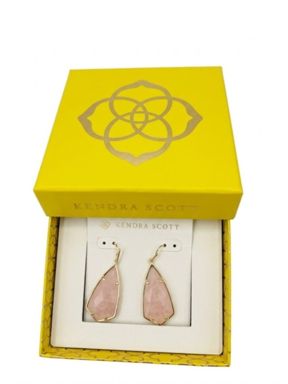 Kendra Scott Carla Earrings in Gold/Rose Quartz - New in Box